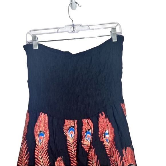 Cassee's Black Orange Strapless Peacock Sequin Dress Large - Picture 3 of 11